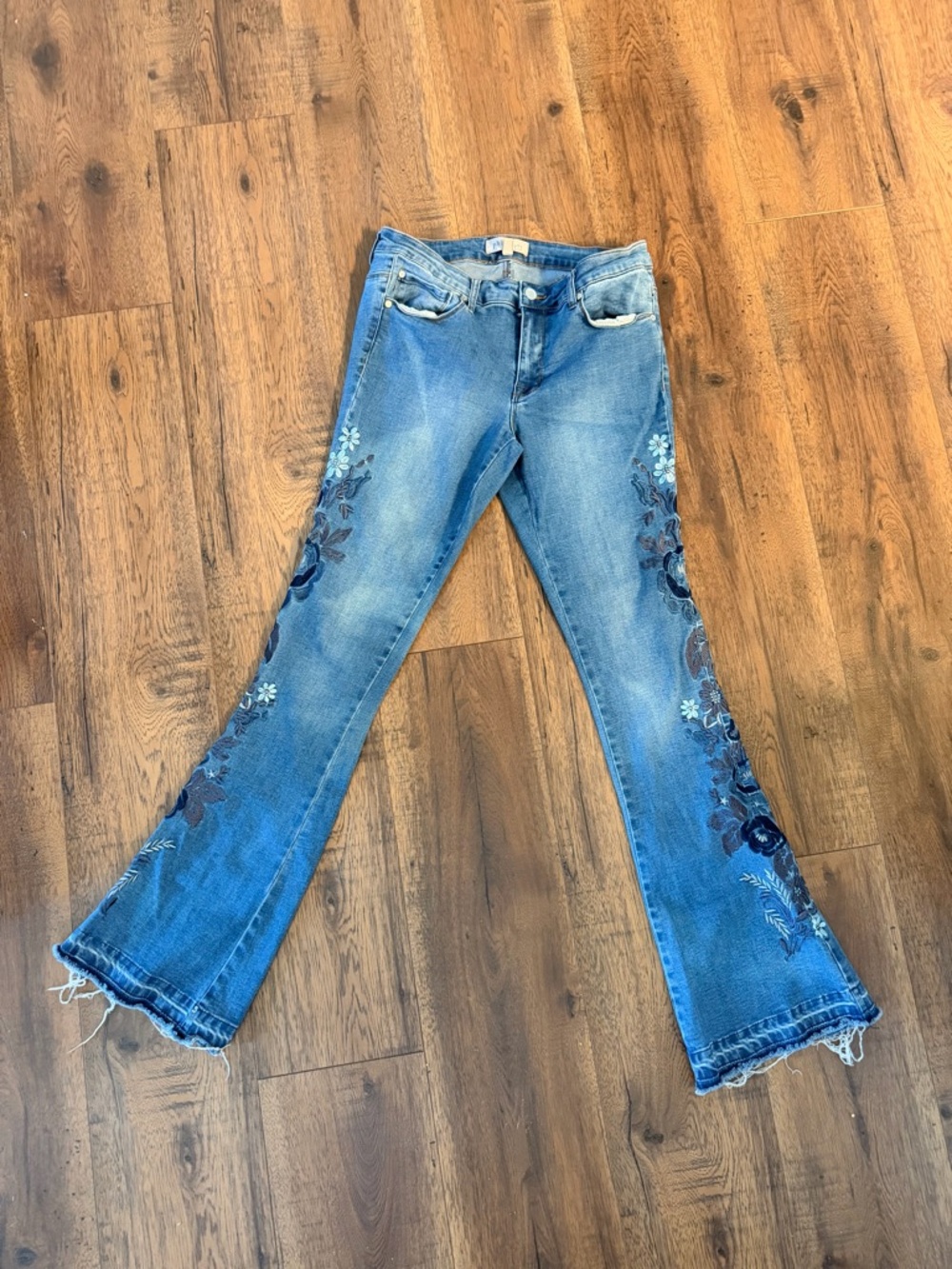 Philosophy Embroidered Floral Bootcut Flare Jeans